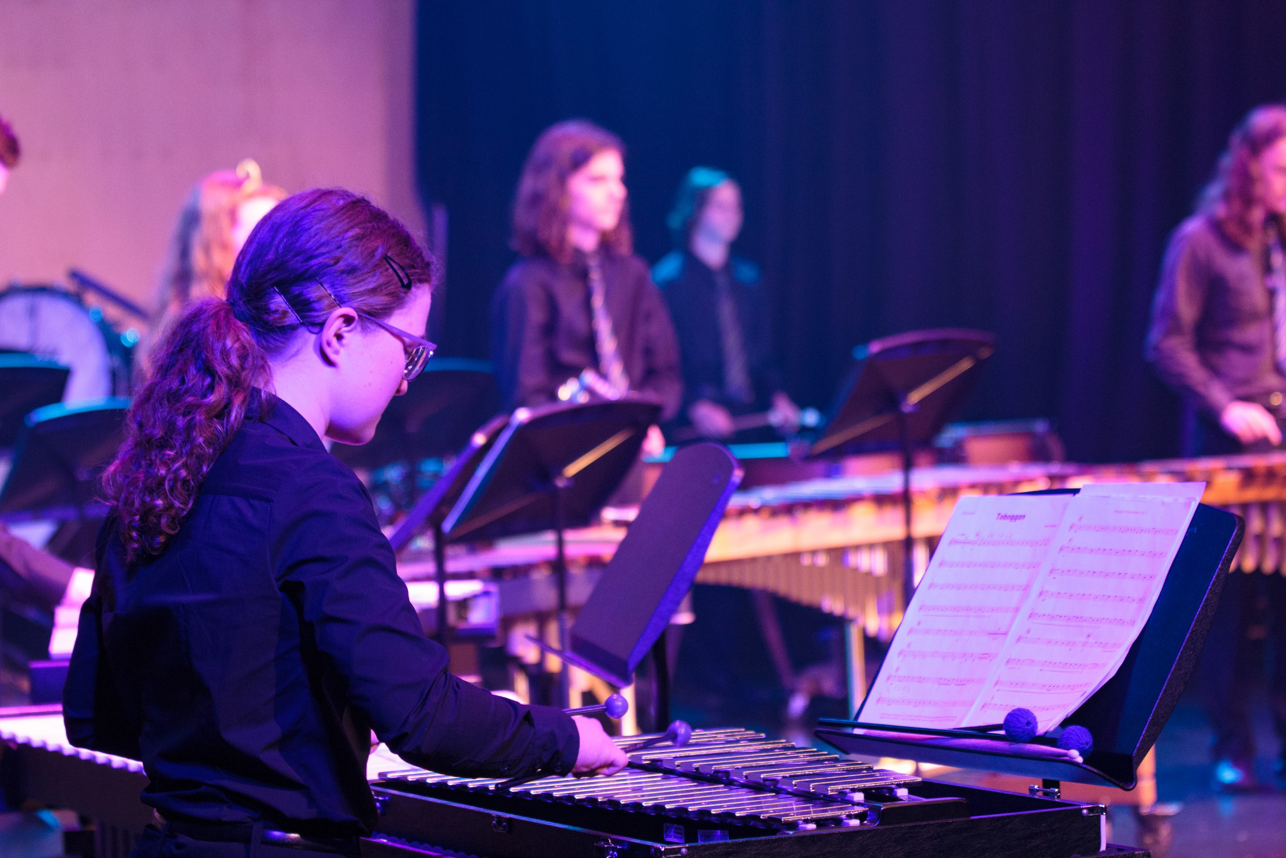 Ensembles - Percussion Ensemble students performing in Brighton Concert Hall